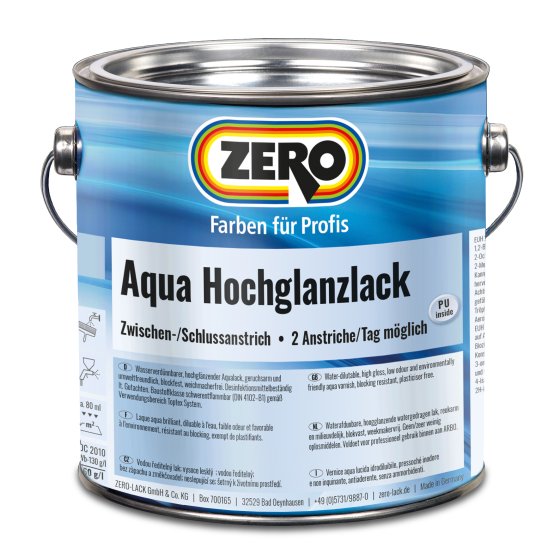 Zero Aqua Hochglanzlack, Weiß, 0,750 l