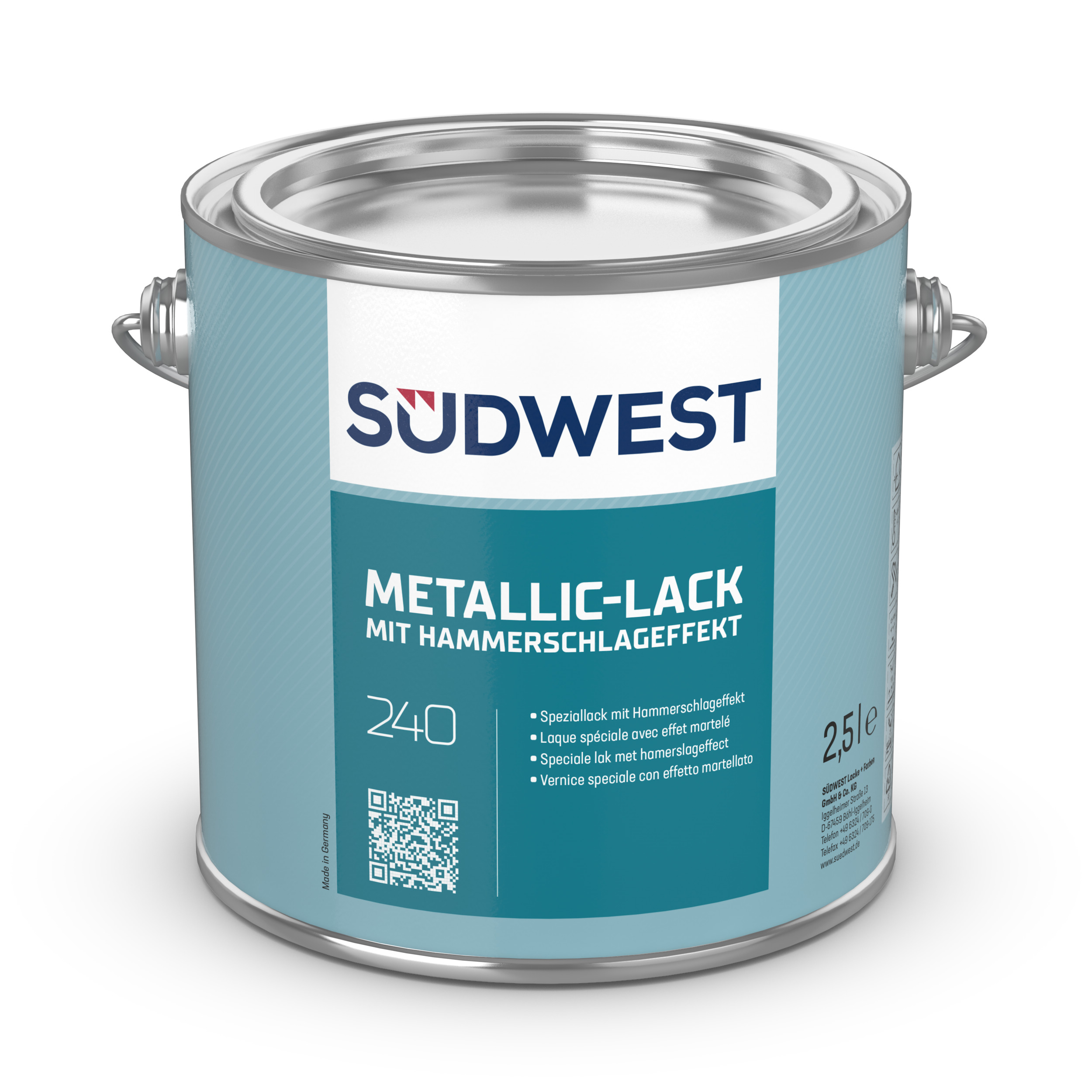 Südwest Metallic-Lack Hammerschlageffekt, 0095 Schwarz, 750 ml