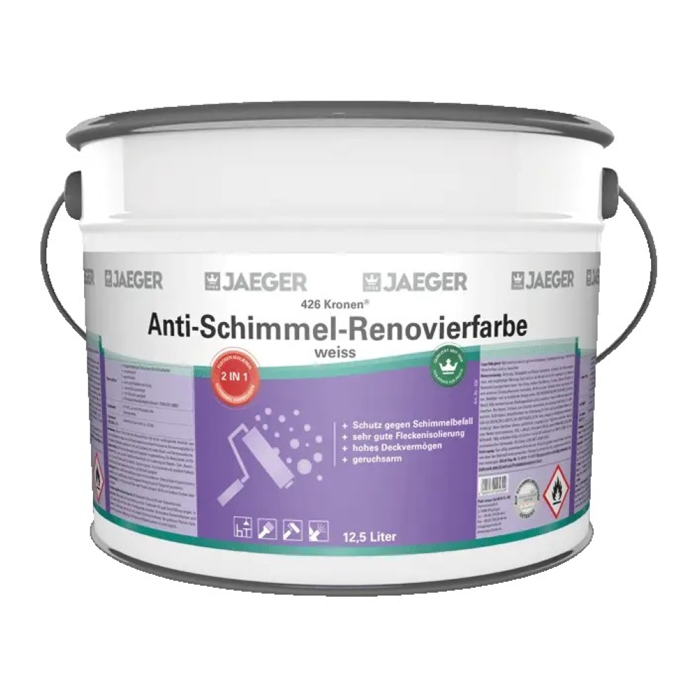 JAEGER Kronen Anti-Schimmel-Renovierfarbe 426, Weiß, 2,5 l