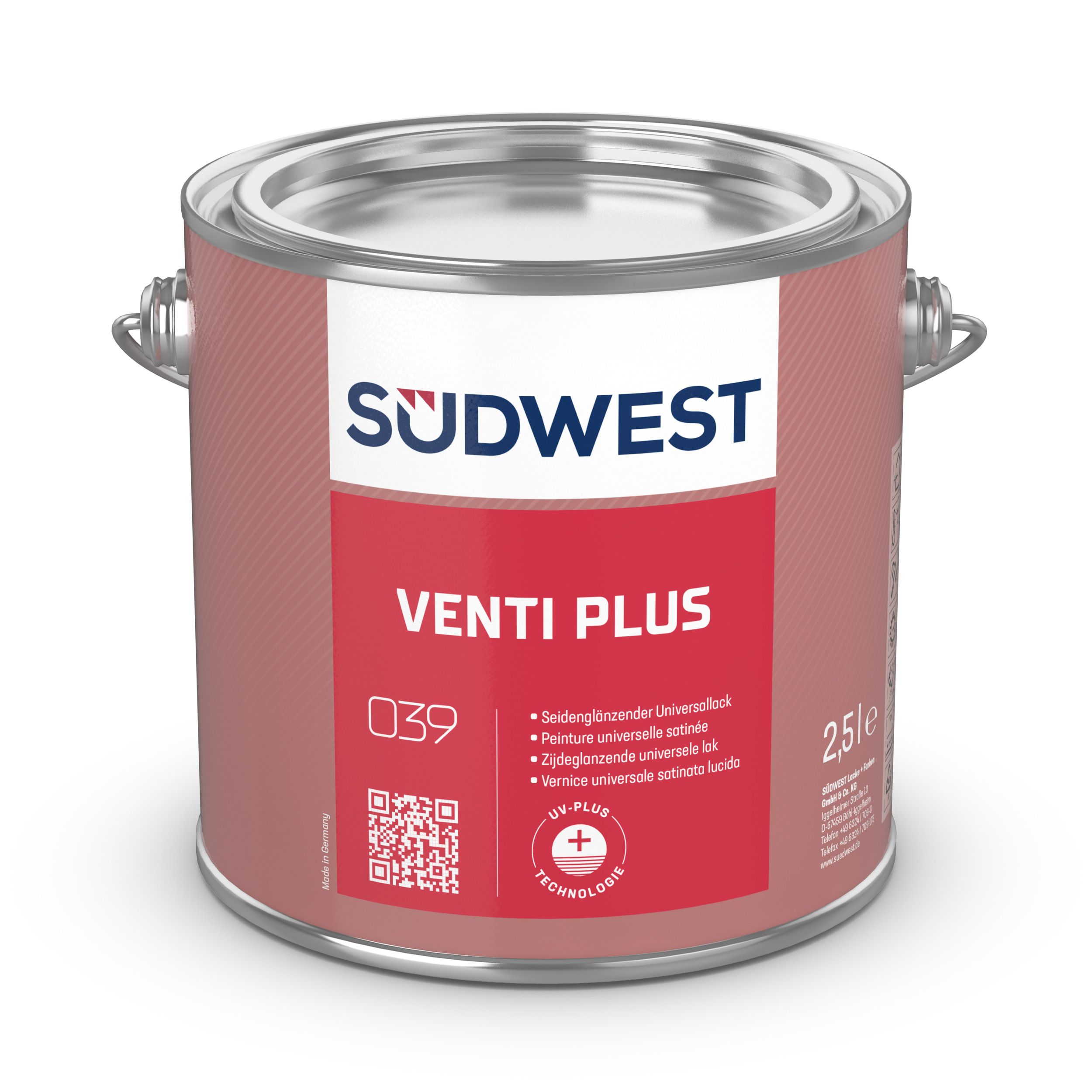 Südwest Venti Plus Lack, 9110 Weiß, Seidenglänzend, 5 l
