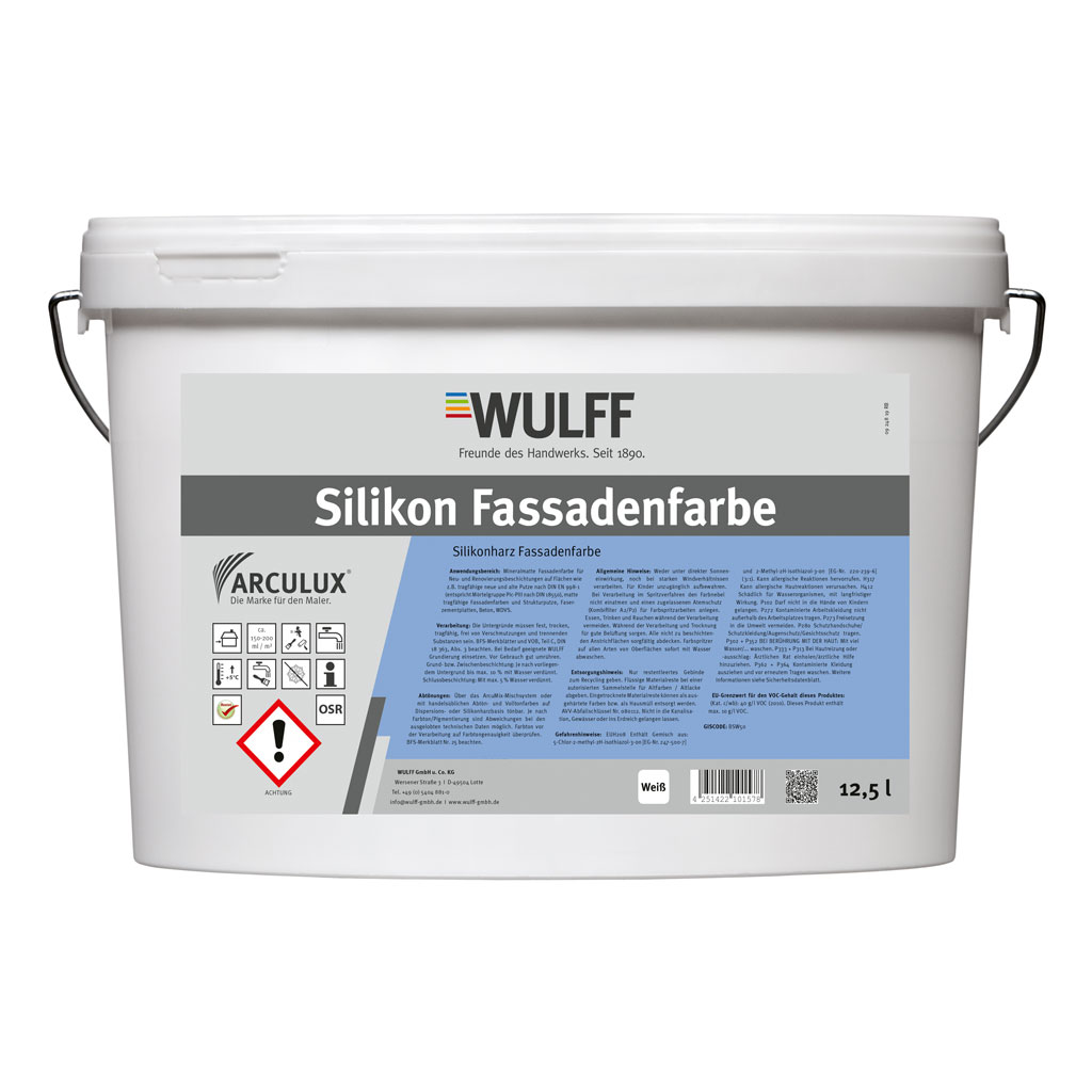 Arculux® Silikon Fassadenfarbe, Weiß, 12,5 l
