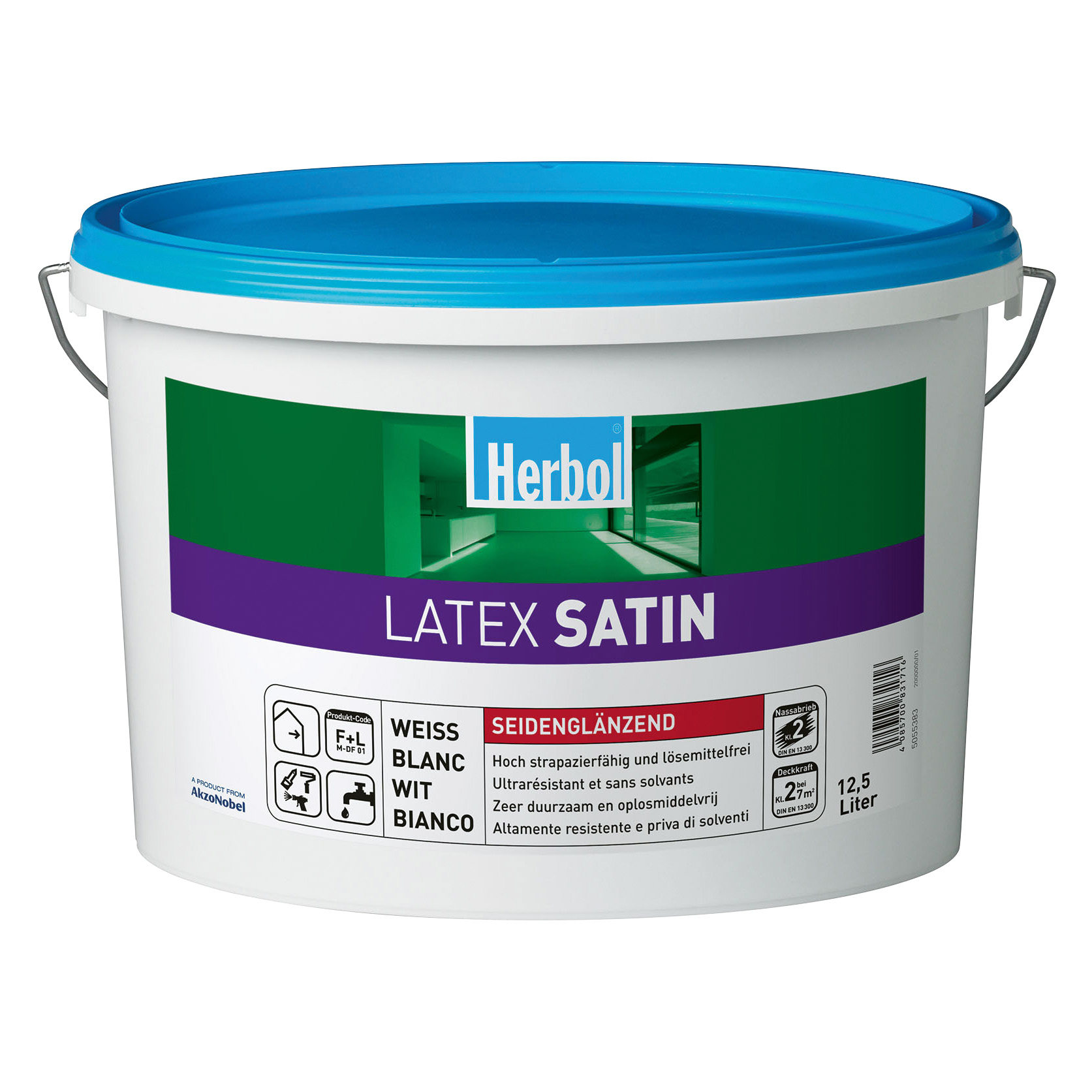 Herbol Wandfarbe Latex Satin, Altweiß 12,5 l