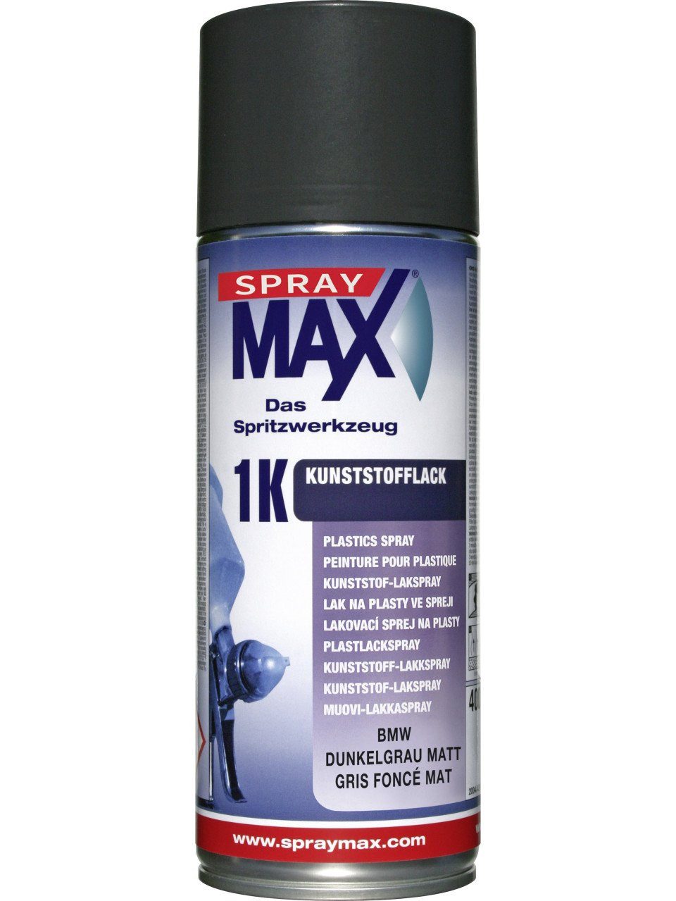 SprayMax 1K Kunststofflack, Tiefdunkelgrau, 400 ml