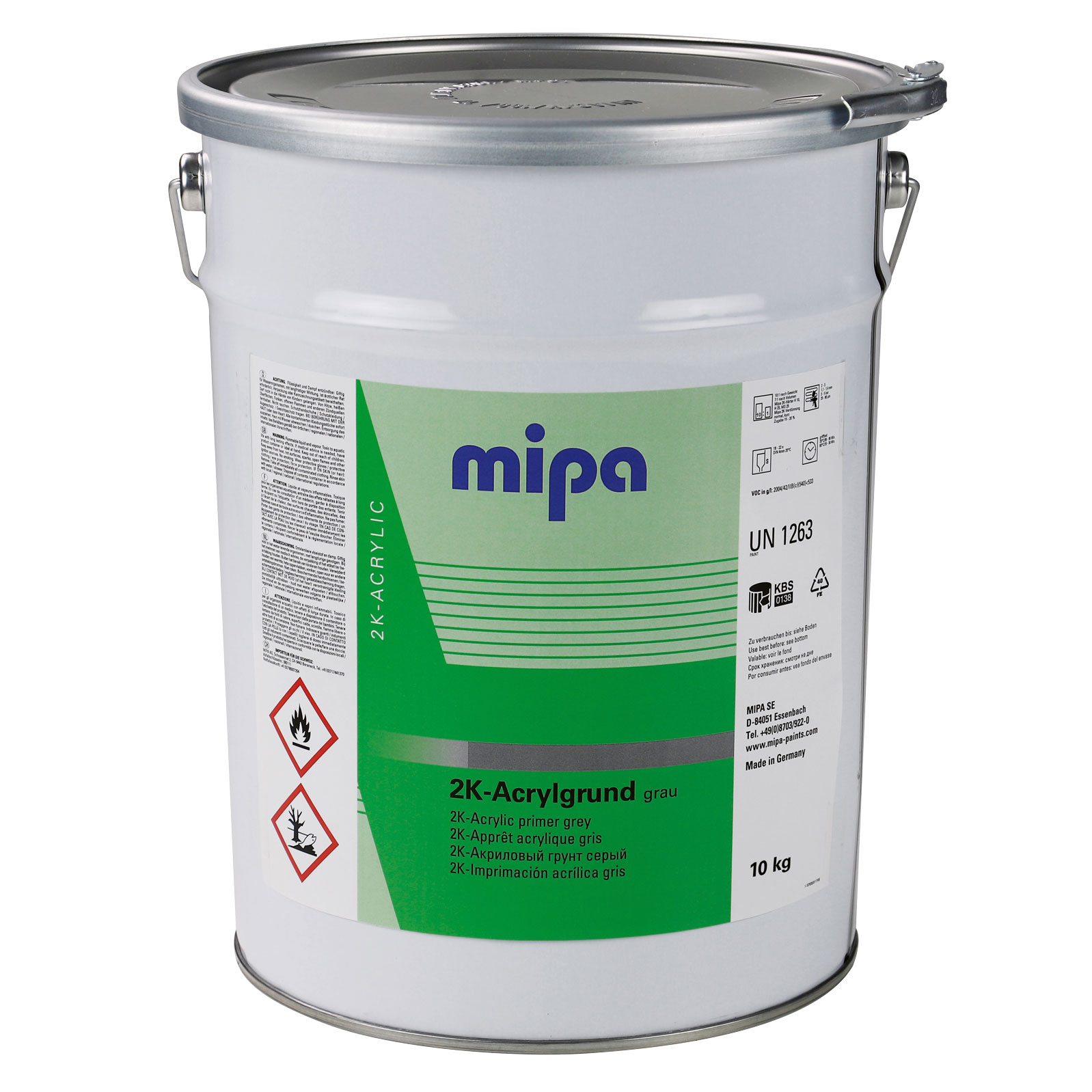 Mipa 2K-PU-Acrylgrund PU 100-20 2K, Grau, 10 kg