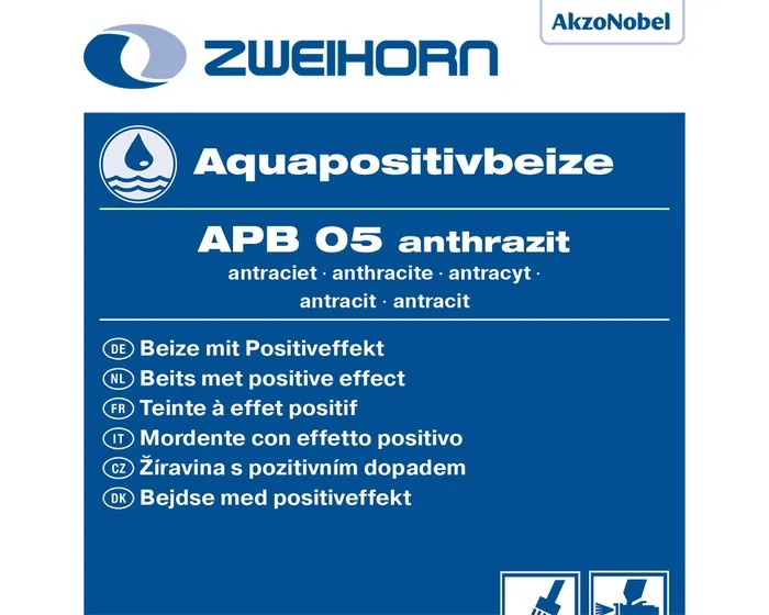 Zweihorn Aquapositivbeize, APB 05, Anthrazit, 1 l