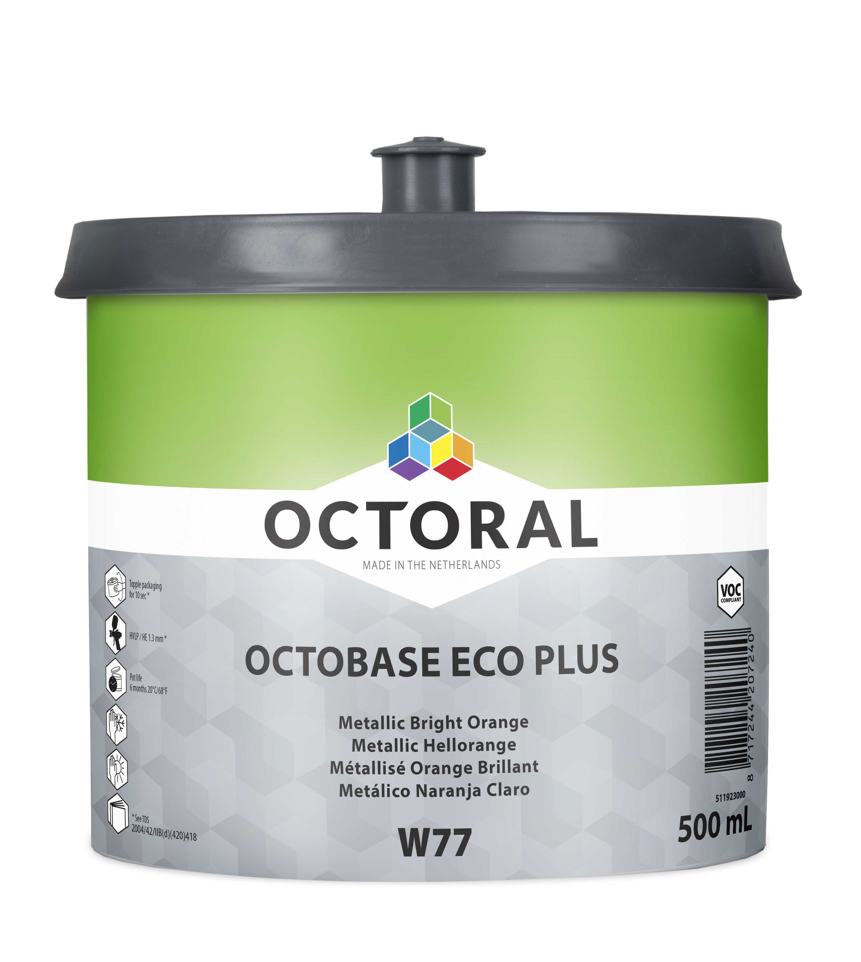 Octoral Octobase Metallics Eco Plus W77, Metallic Orange, 500 ml