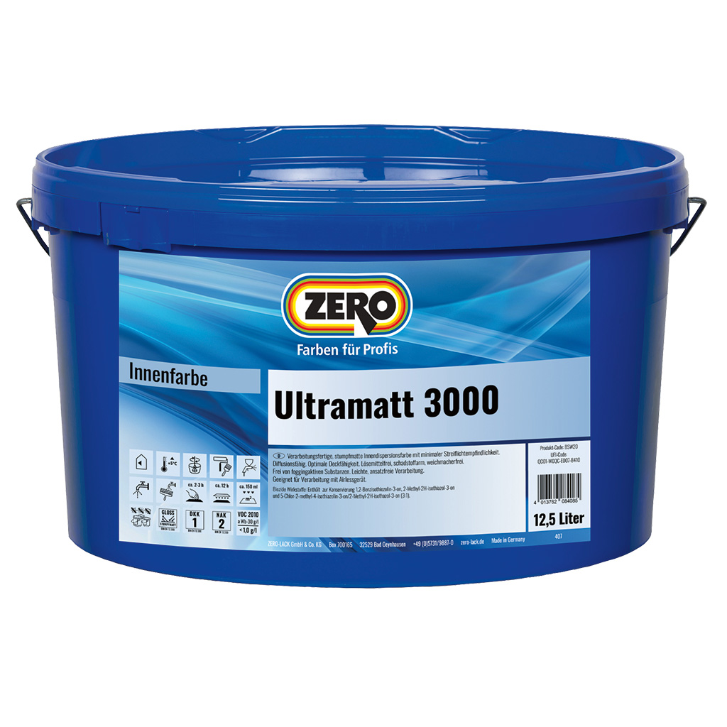 ZERO Dispersionsfarbe Ultramatt 3000, Weiß, 12,5 l