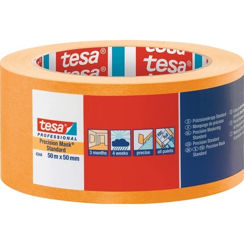 tesa Präzisionskrepp Professional 4344 Standart, orange, 50 m x 50 mm