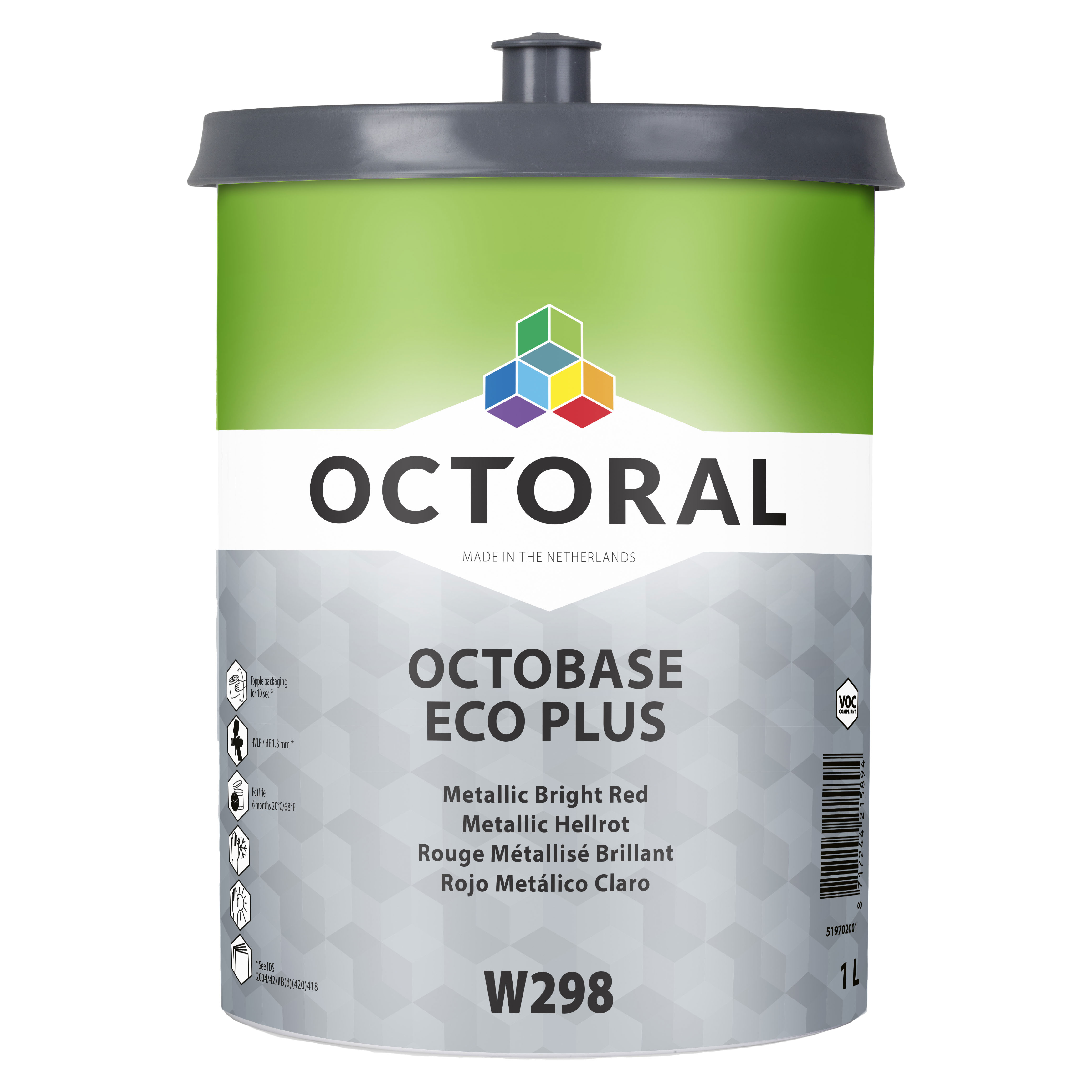 Octobase Eco Plus Metallic Hellrot W298, 1 l