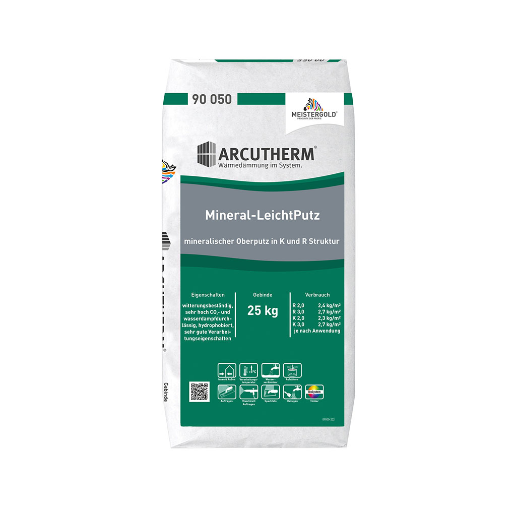 Arcutherm® Mineral-Leichtputz Weiß, Körnung 2 mm