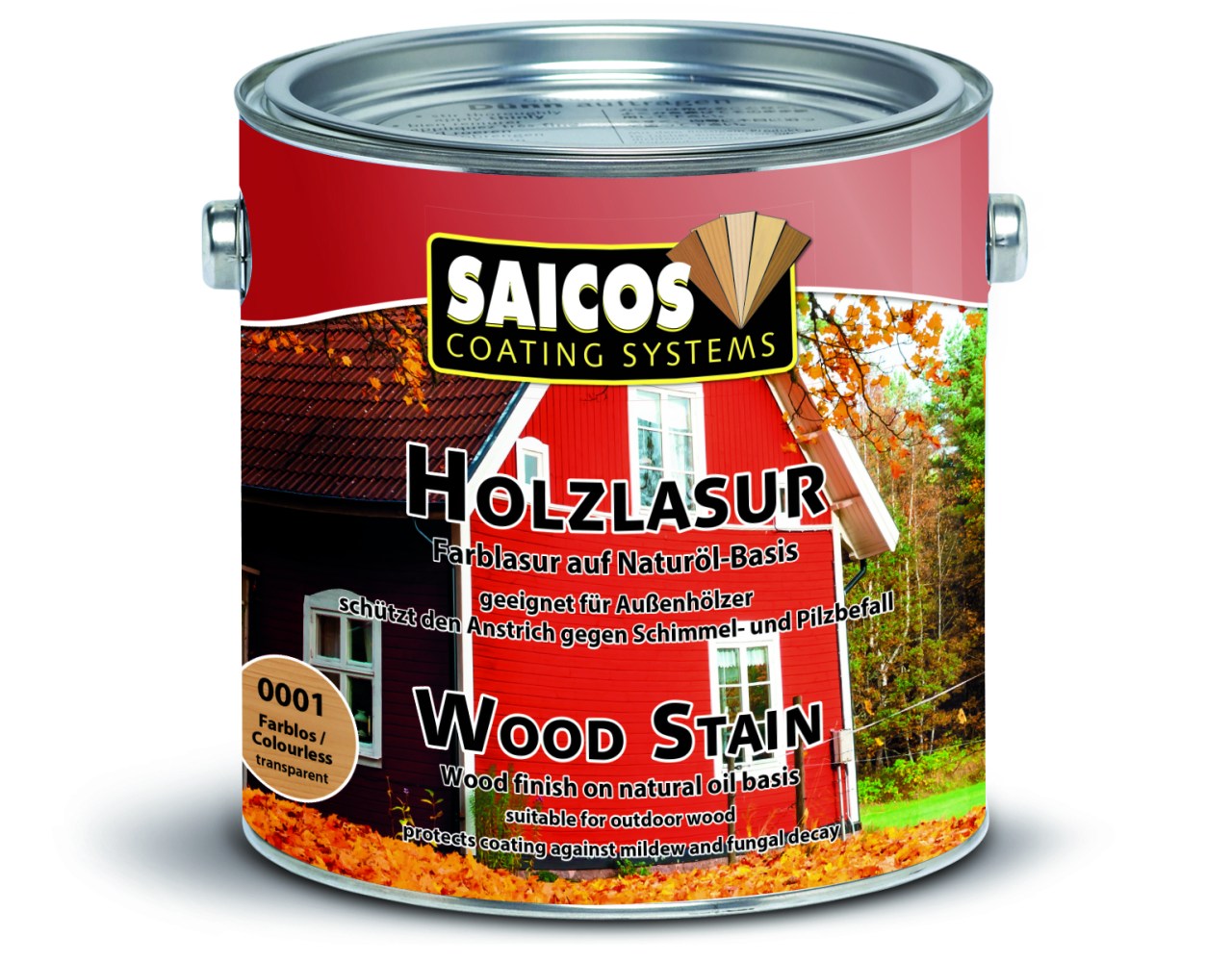 Saicos Holzlasur H2O, Schwedenrot, 2,5 l